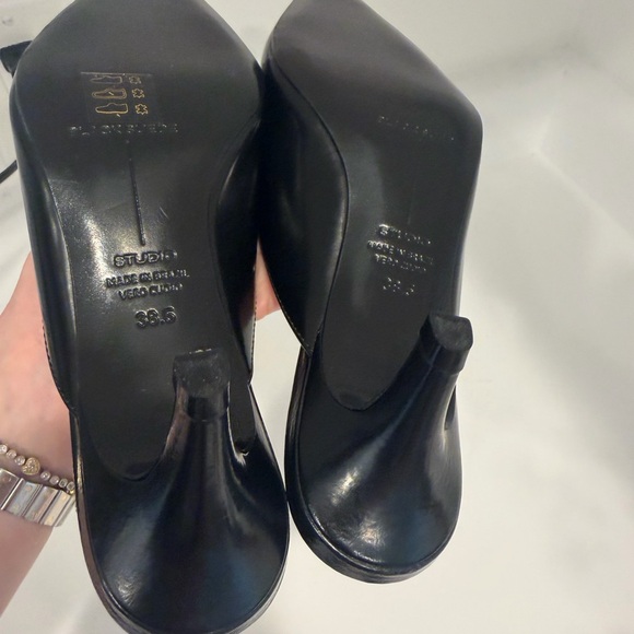 Black Suede Studio LOGAN 50 MULE Black Leather size 38.5 NEW - Picture 7 of 8